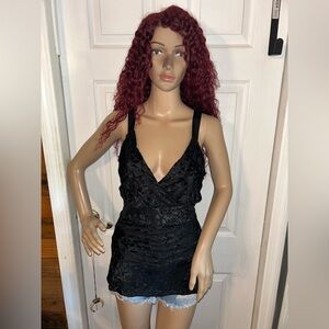 Y2K Mix It Women's Size Large Black Velvet Camisole Blouse